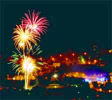 Gap, fête de la Saint Arnoux, feu d'artifice au stade Bayard