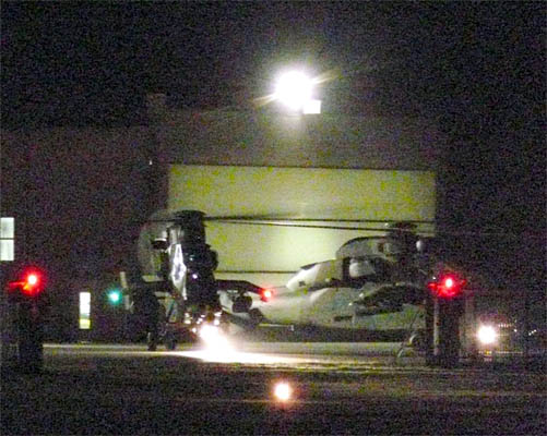 Gap-Tallard, Escadrille de haute montagne, dpart de nuit de deux hlicoptres Tigre EC 665 HAP